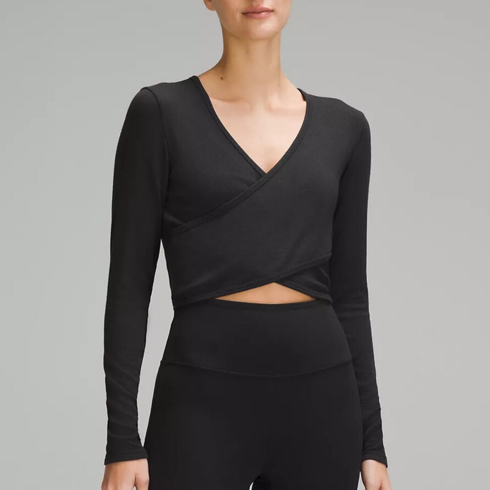 LULULEMON Wrap Front Ribbed Long Sleeve Top